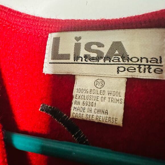 Lisa International 100% Boiled Wool Red Leopard Design Vest Size Petite Small - Picture 3 of 11